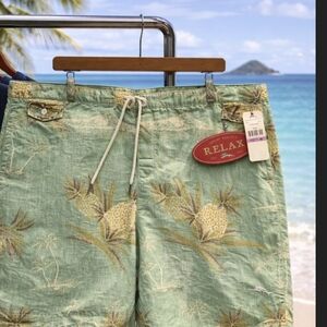 TOMMY BAHAMA Green Teal Pineapple Island Hawaiian Swim Trunk XXL